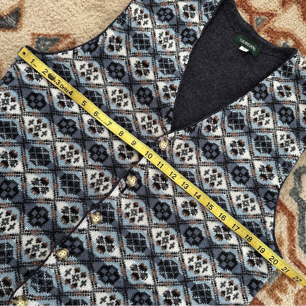 Giordano Wool‎ blend Fair Isle Sweater Vest - Cozy Grandpacore Preppy Academia L - Picture 5 of 9